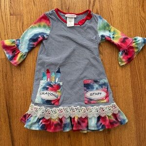 Bonnie Jean Pink and Blue Sundress with Bell Sleeves